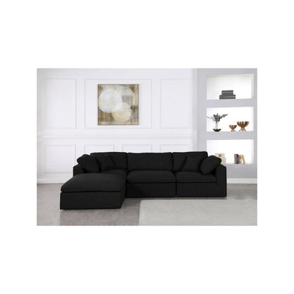 Serene Black Linen Textured Fabric Deluxe Comfort Modular Sectional