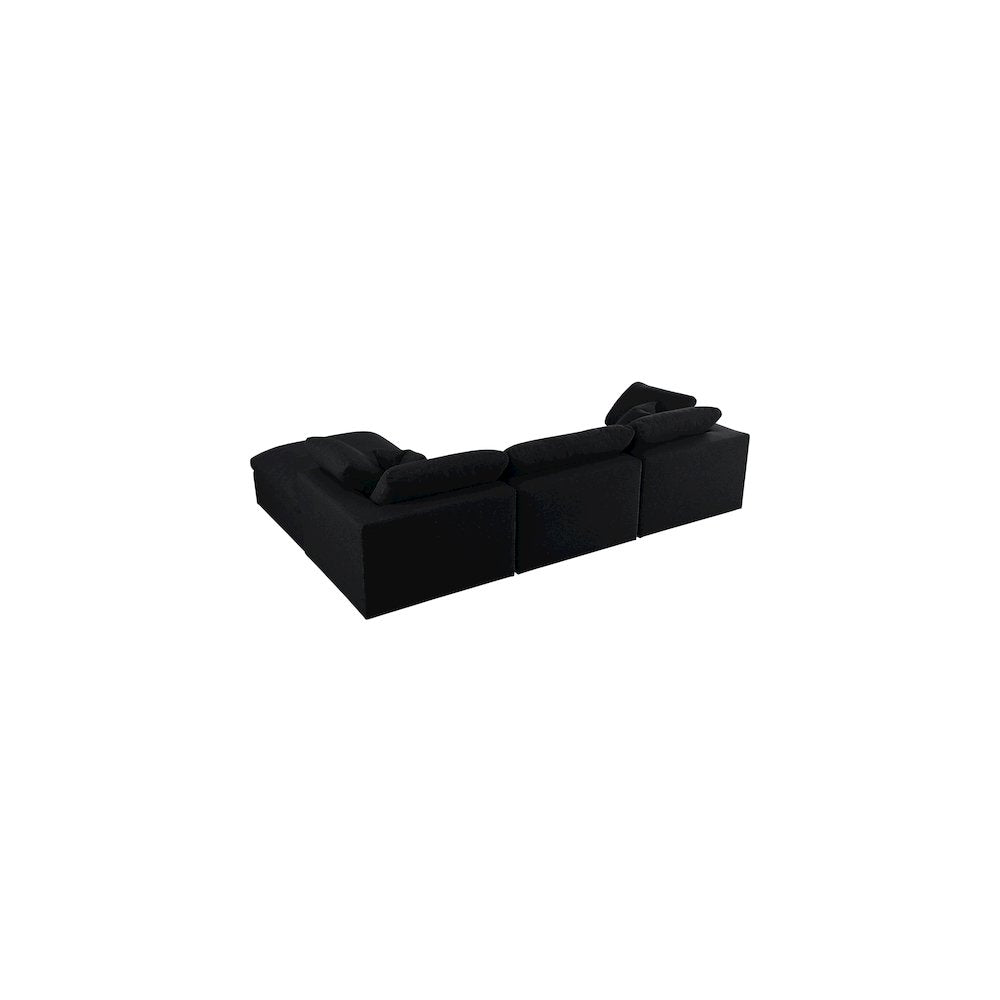 Serene Black Linen Textured Fabric Deluxe Comfort Modular Sectional