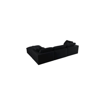Serene Black Linen Textured Fabric Deluxe Comfort Modular Sectional