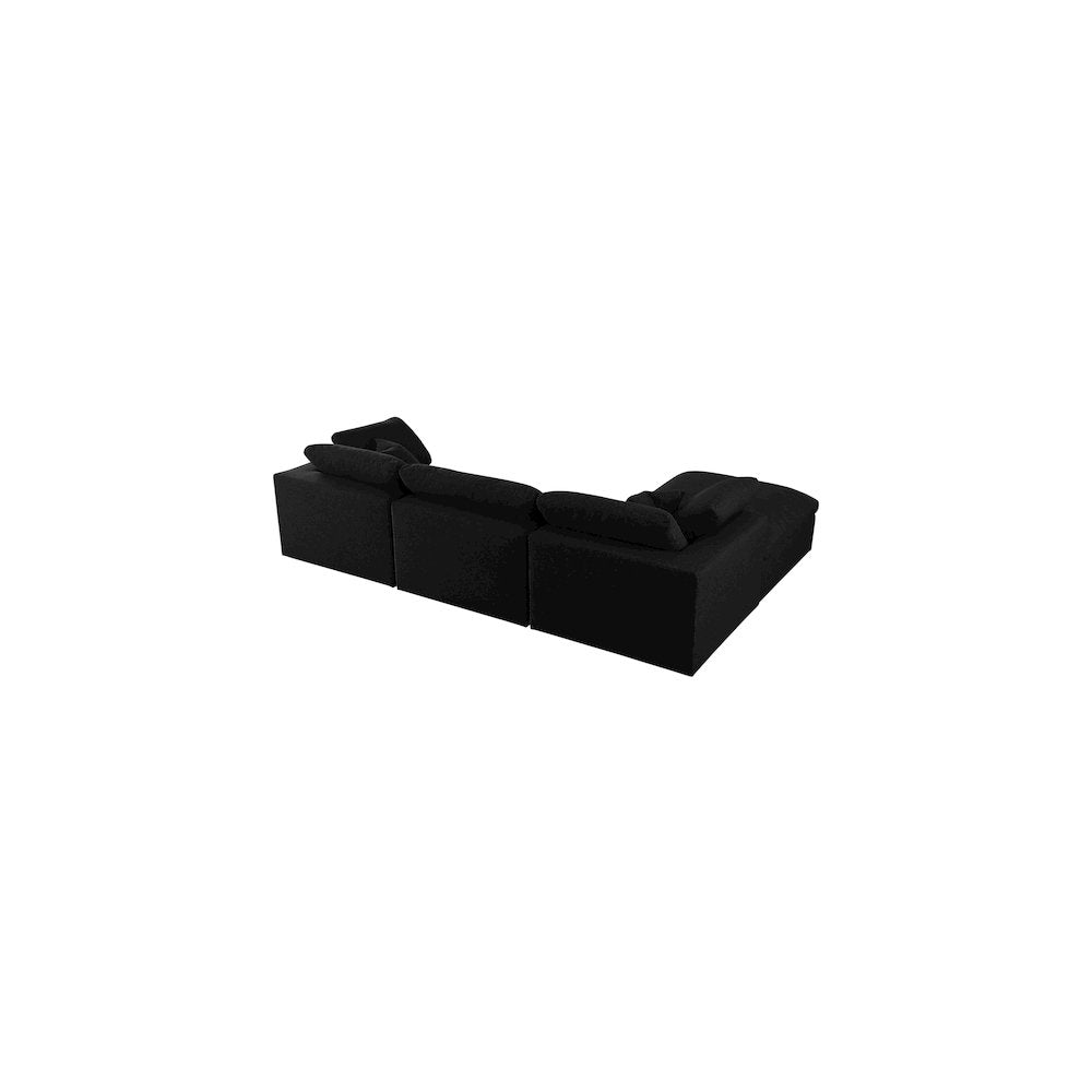 Serene Black Linen Textured Fabric Deluxe Comfort Modular Sectional