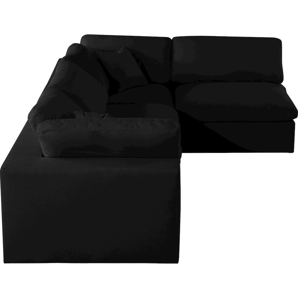 Serene Black Linen Textured Fabric Deluxe Comfort Modular Sectional