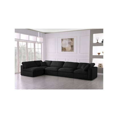 Serene Black Linen Textured Fabric Deluxe Comfort Modular Sectional