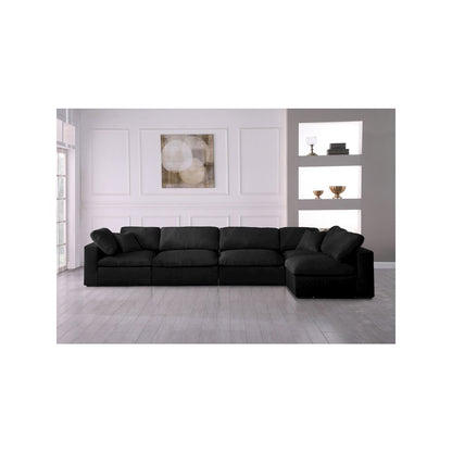 Serene Black Linen Textured Fabric Deluxe Comfort Modular Sectional