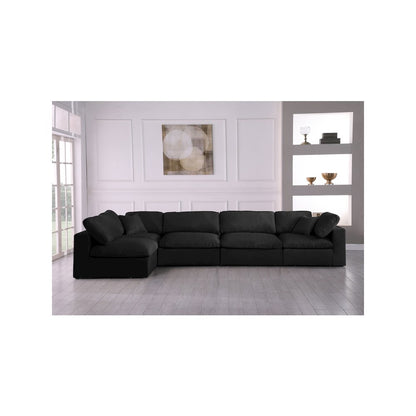 Serene Black Linen Textured Fabric Deluxe Comfort Modular Sectional