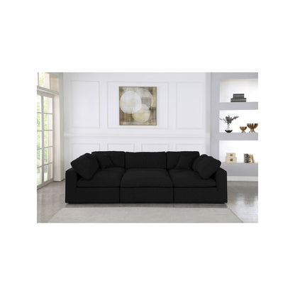 Serene Black Linen Textured Fabric Deluxe Comfort Modular Sectional
