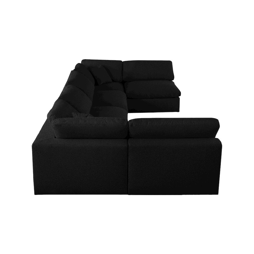 Serene Black Linen Textured Fabric Deluxe Comfort Modular Sectional
