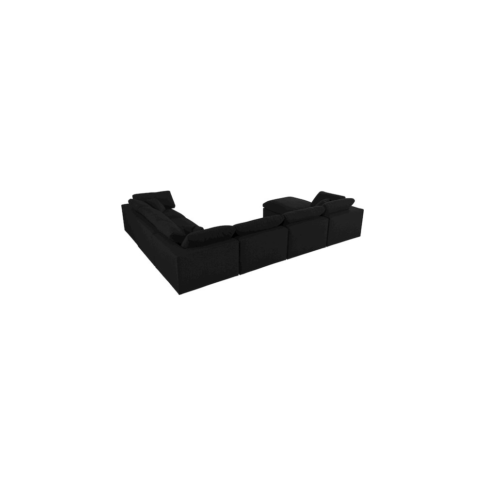 Serene Black Linen Textured Fabric Deluxe Comfort Modular Sectional
