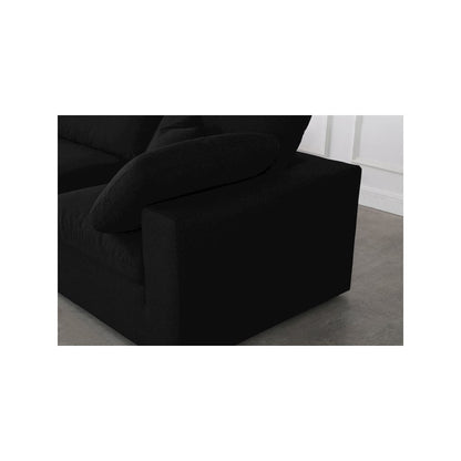 Serene Black Linen Textured Fabric Deluxe Comfort Modular Sectional