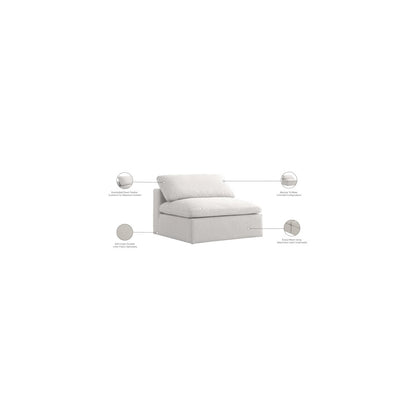 Serene Cream Linen Textured Fabric Deluxe Comfort Modular Armless Chair