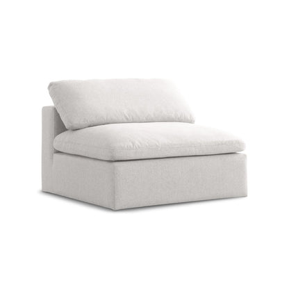 Serene Cream Linen Textured Fabric Deluxe Comfort Modular Armless Chair