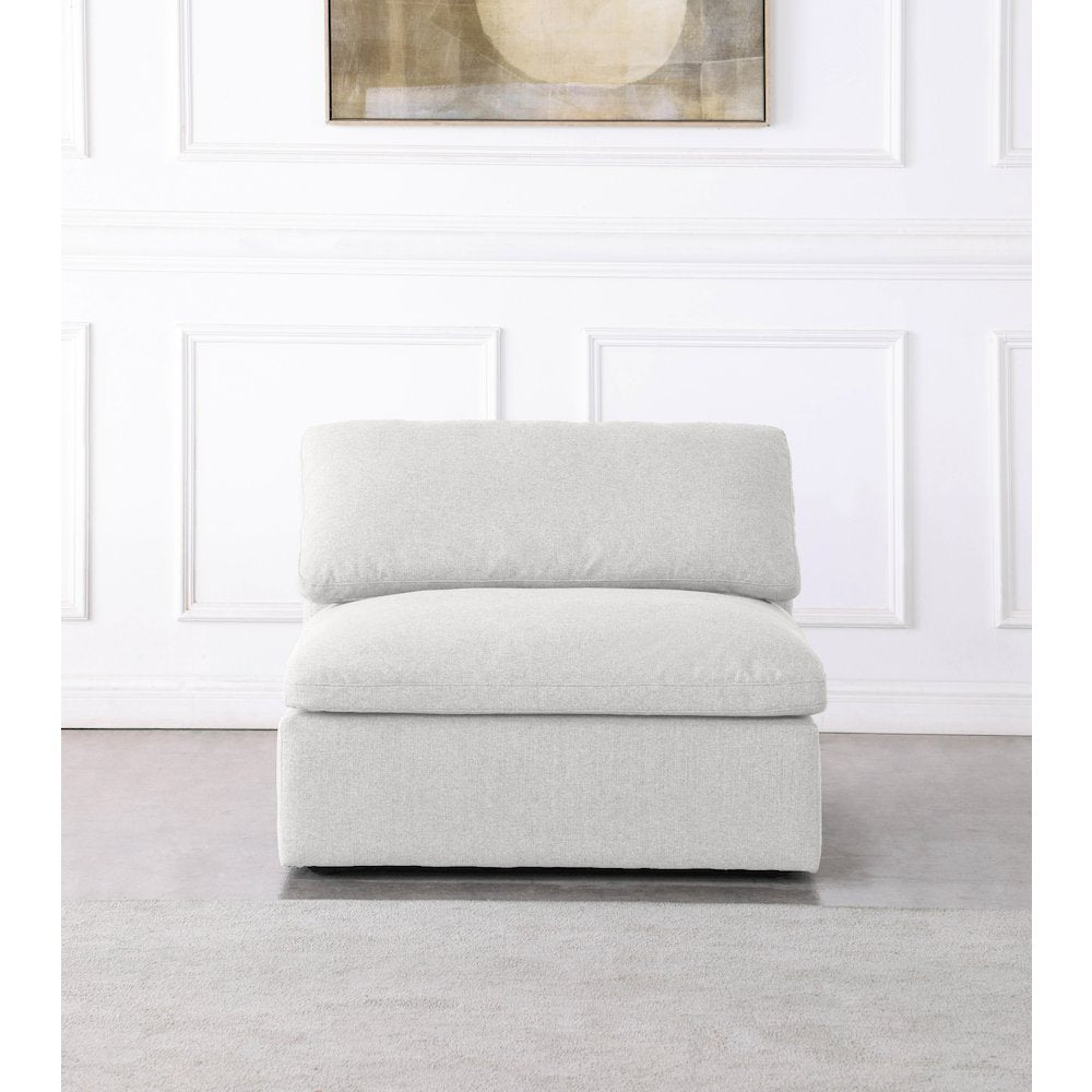 Serene Cream Linen Textured Fabric Deluxe Comfort Modular Armless Chair