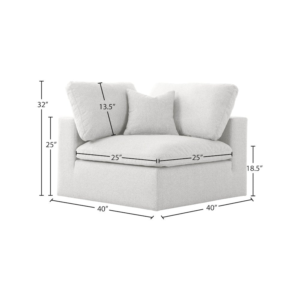 Serene Cream Linen Textured Fabric Deluxe Comfort Modular Corner Chair