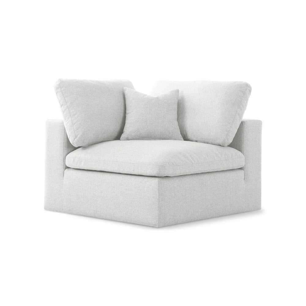 Serene Cream Linen Textured Fabric Deluxe Comfort Modular Corner Chair