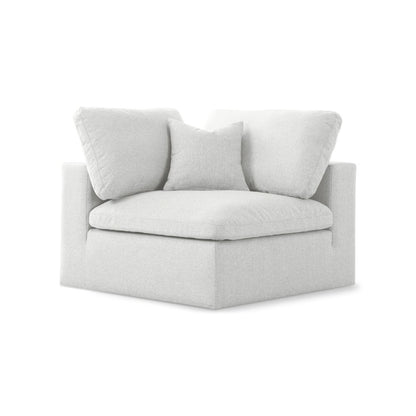 Serene Cream Linen Textured Fabric Deluxe Comfort Modular Corner Chair