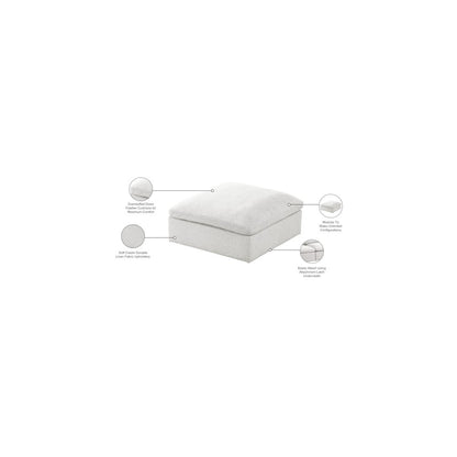 Serene Cream Linen Textured Fabric Deluxe Comfort Modular Ottoman