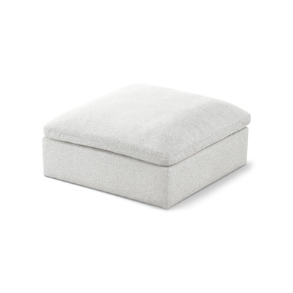 Serene Cream Linen Textured Fabric Deluxe Comfort Modular Ottoman