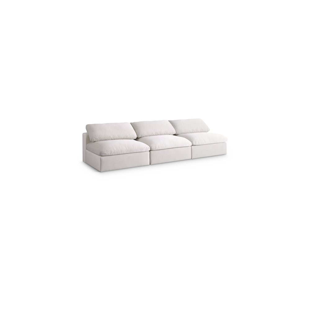 Serene Cream Linen Textured Fabric Deluxe Comfort Modular Armless Sofa