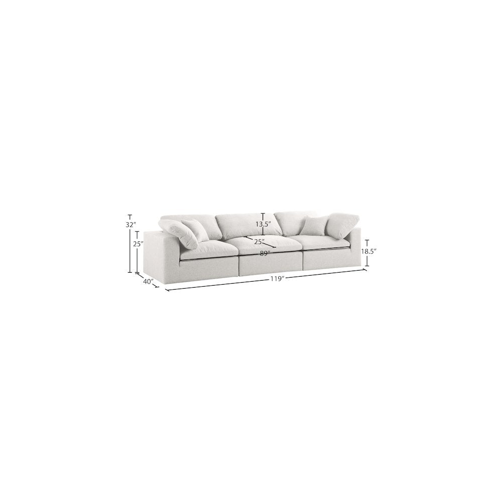 Serene Cream Linen Textured Fabric Deluxe Comfort Modular Sofa
