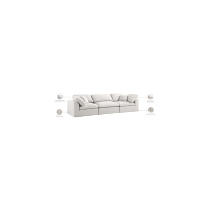 Serene Cream Linen Textured Fabric Deluxe Comfort Modular Sofa