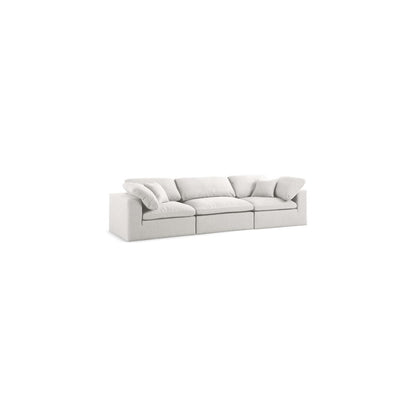 Serene Cream Linen Textured Fabric Deluxe Comfort Modular Sofa