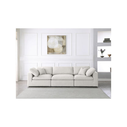 Serene Cream Linen Textured Fabric Deluxe Comfort Modular Sofa