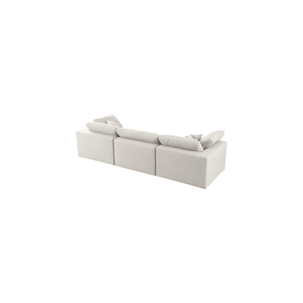 Serene Cream Linen Textured Fabric Deluxe Comfort Modular Sofa