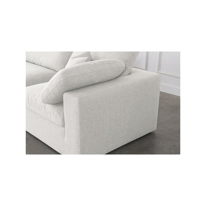 Serene Cream Linen Textured Fabric Deluxe Comfort Modular Sofa