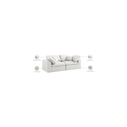 Serene Cream Linen Textured Fabric Deluxe Comfort Modular Sofa