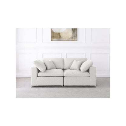Serene Cream Linen Textured Fabric Deluxe Comfort Modular Sofa