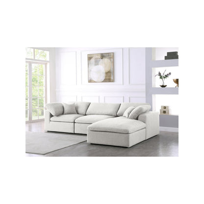 Serene Cream Linen Textured Fabric Deluxe Comfort Modular Sectional