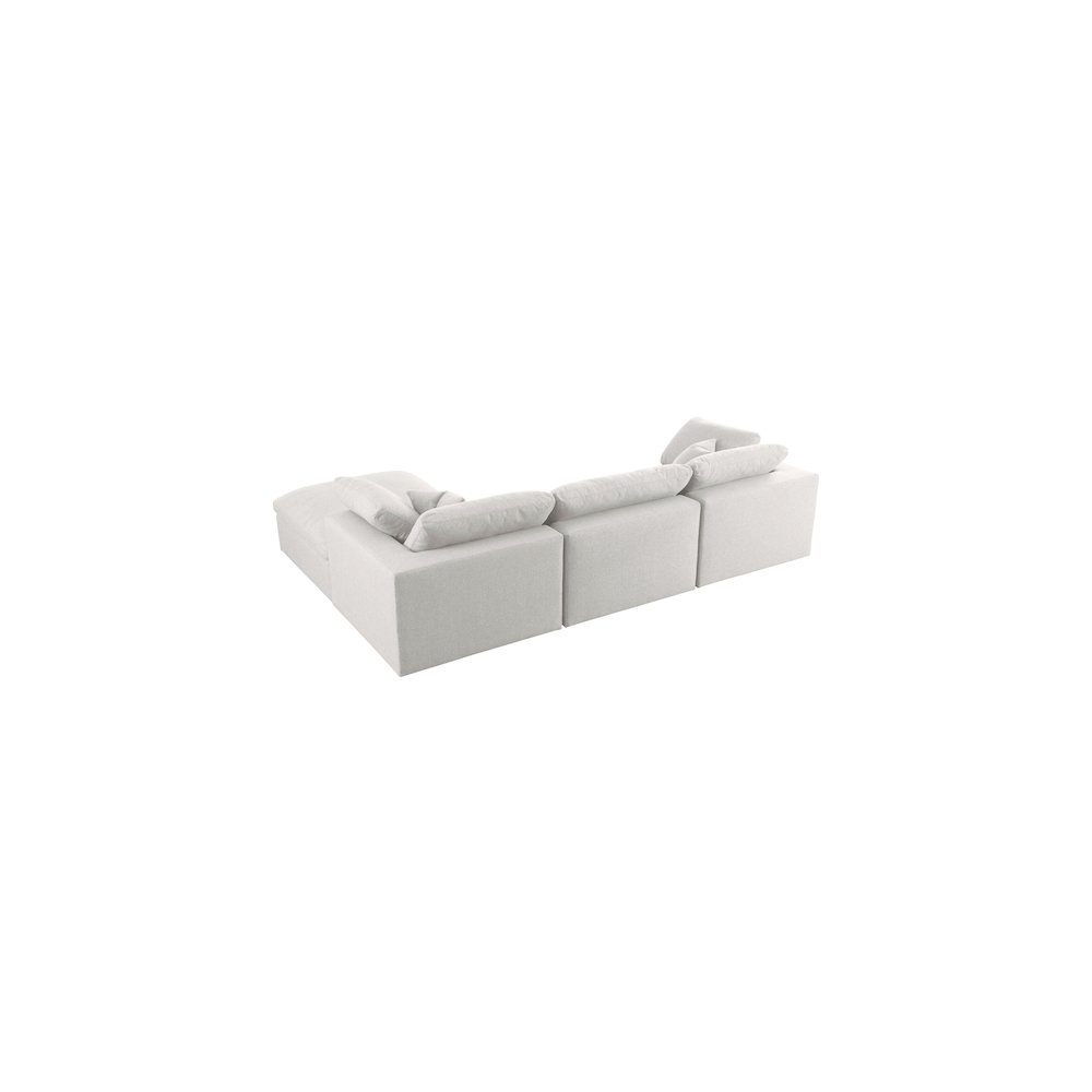Serene Cream Linen Textured Fabric Deluxe Comfort Modular Sectional
