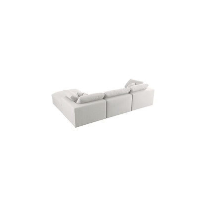 Serene Cream Linen Textured Fabric Deluxe Comfort Modular Sectional
