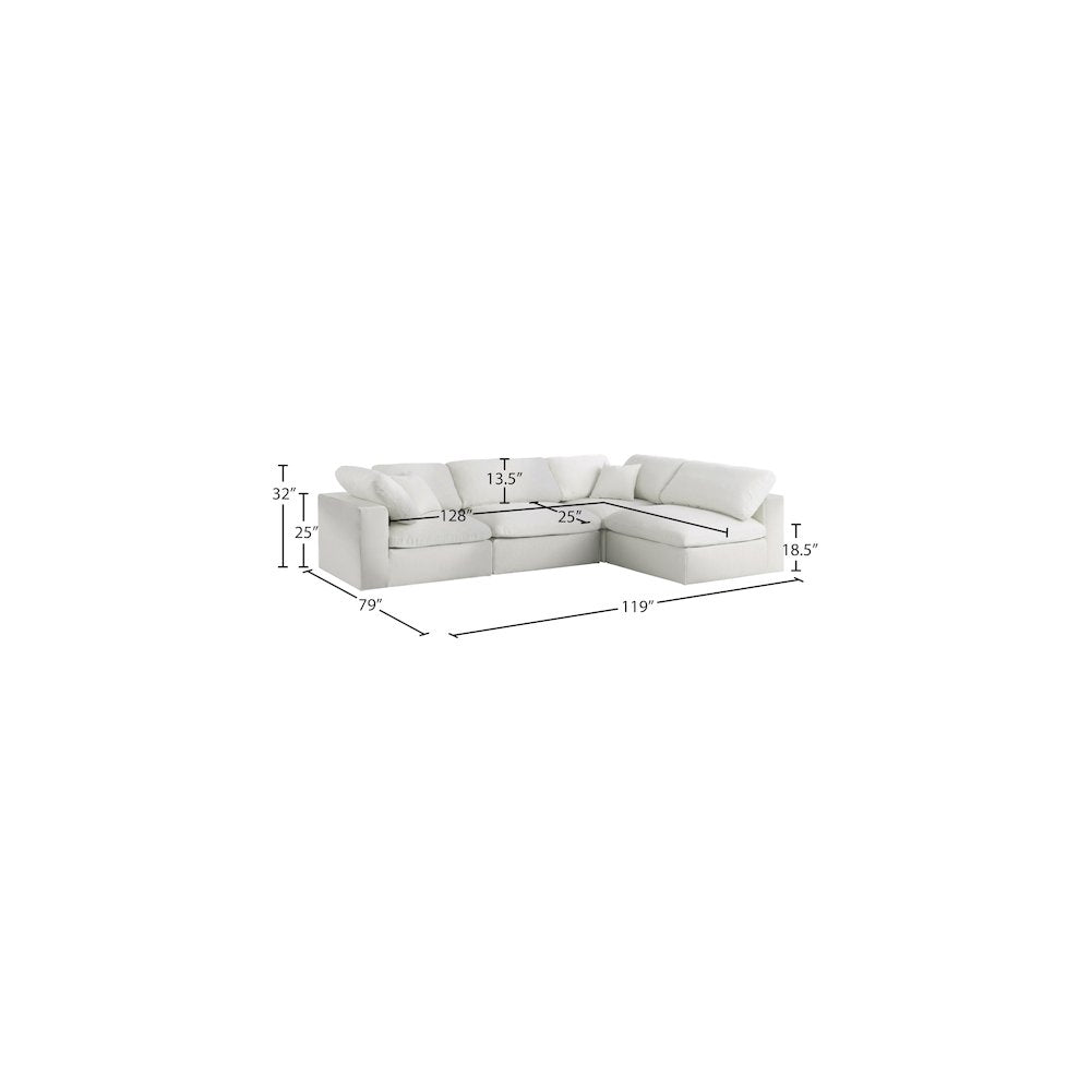 Serene Cream Linen Textured Fabric Deluxe Comfort Modular Sectional