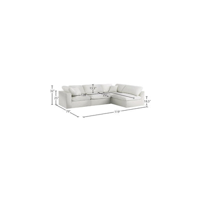 Serene Cream Linen Textured Fabric Deluxe Comfort Modular Sectional