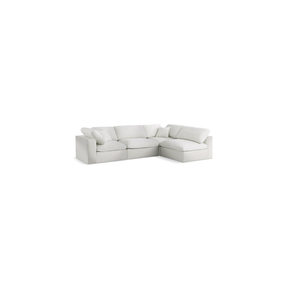 Serene Cream Linen Textured Fabric Deluxe Comfort Modular Sectional