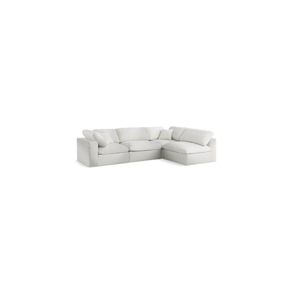 Serene Cream Linen Textured Fabric Deluxe Comfort Modular Sectional