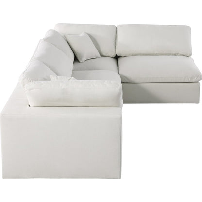 Serene Cream Linen Textured Fabric Deluxe Comfort Modular Sectional