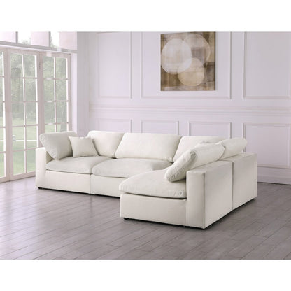 Serene Cream Linen Textured Fabric Deluxe Comfort Modular Sectional