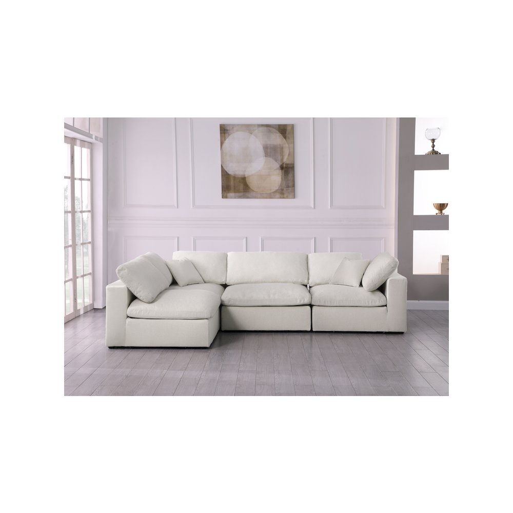 Serene Cream Linen Textured Fabric Deluxe Comfort Modular Sectional