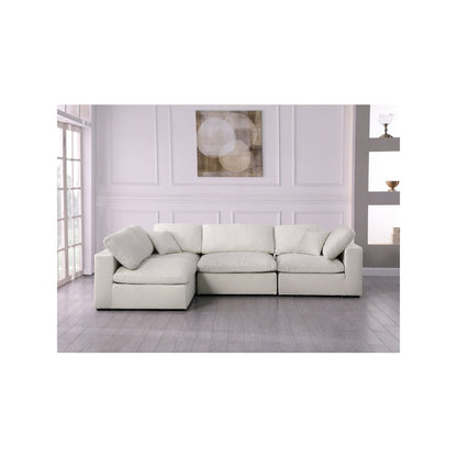 Serene Cream Linen Textured Fabric Deluxe Comfort Modular Sectional
