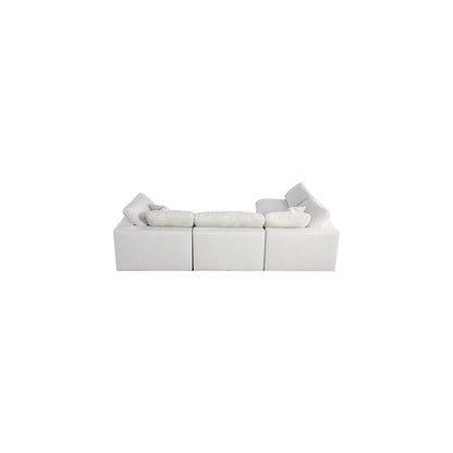 Serene Cream Linen Textured Fabric Deluxe Comfort Modular Sectional