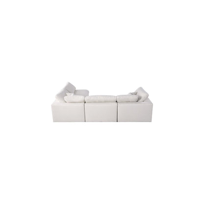 Serene Cream Linen Textured Fabric Deluxe Comfort Modular Sectional