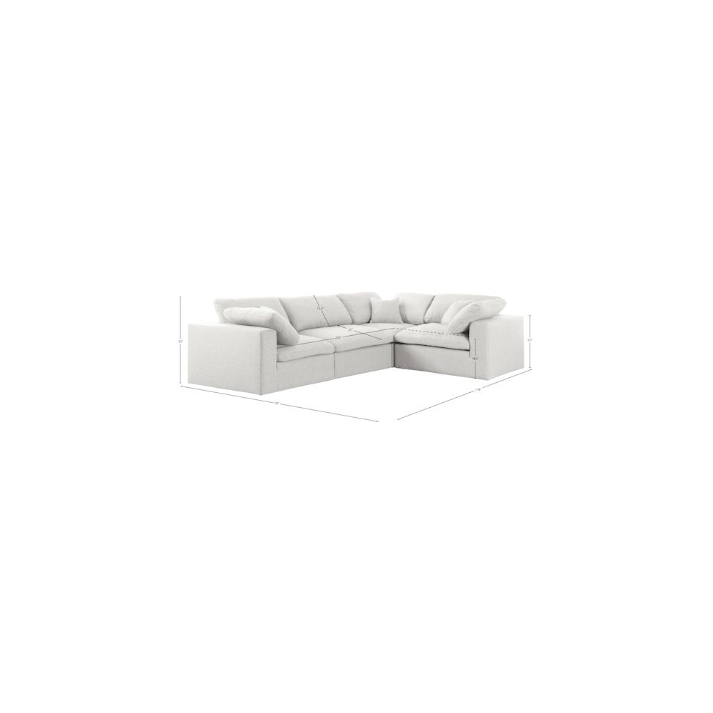 Serene Cream Linen Textured Fabric Modular Sectional