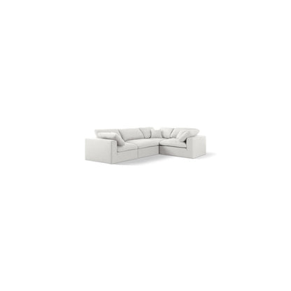 Serene Cream Linen Textured Fabric Modular Sectional
