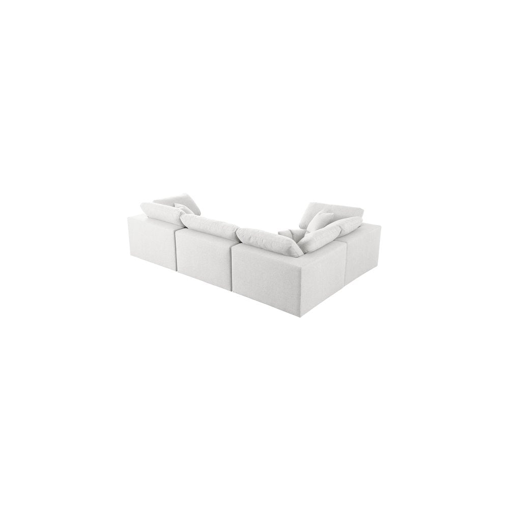 Serene Cream Linen Textured Fabric Modular Sectional