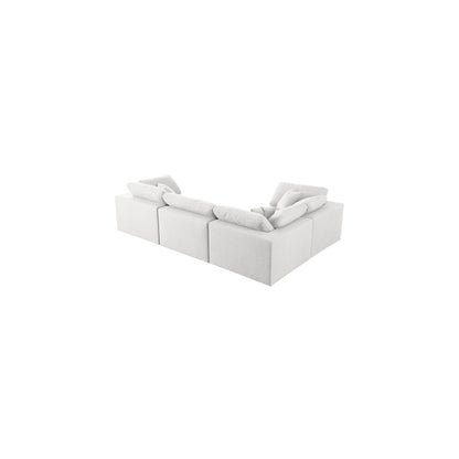 Serene Cream Linen Textured Fabric Modular Sectional