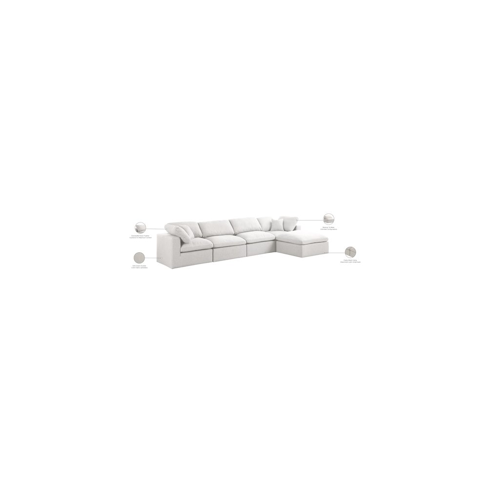Serene Cream Linen Textured Fabric Deluxe Comfort Modular Sectional