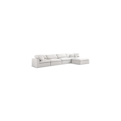 Serene Cream Linen Textured Fabric Deluxe Comfort Modular Sectional