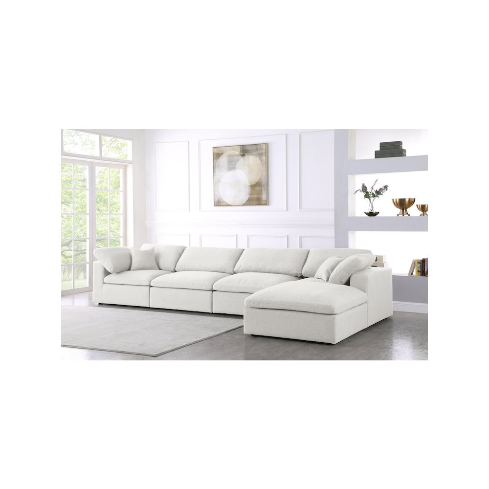 Serene Cream Linen Textured Fabric Deluxe Comfort Modular Sectional