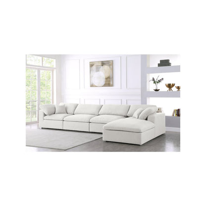 Serene Cream Linen Textured Fabric Deluxe Comfort Modular Sectional